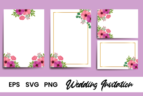 Anemone Flower Wedding Invitation Graphics