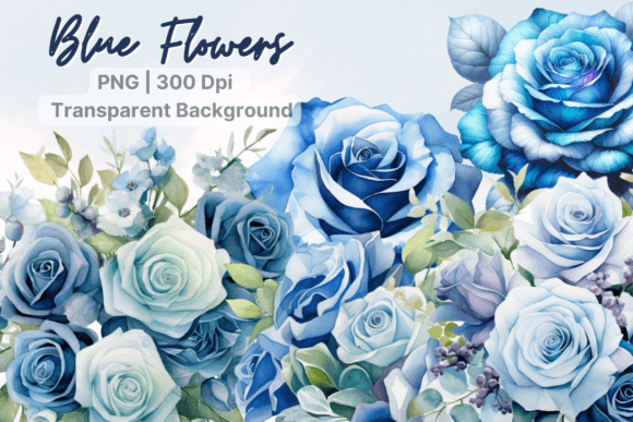 Blue Roses Clipart for Creative Branding