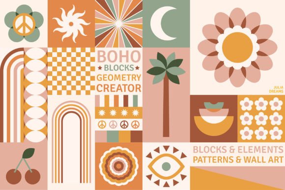 Boho Blocks Geometry Creator Flowers Graphics