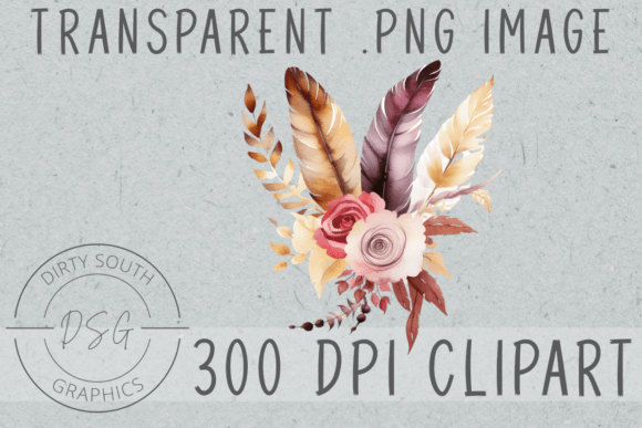 Boho Feather Flowers Graphics for Handmade Creators
