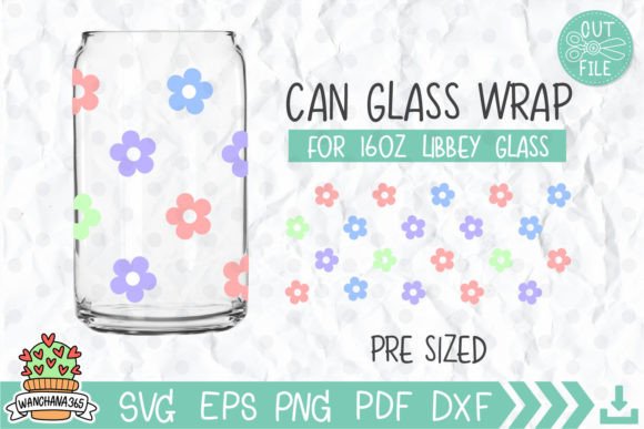 Daisy Glass Can Wrap Svg for Crafts and Graphics