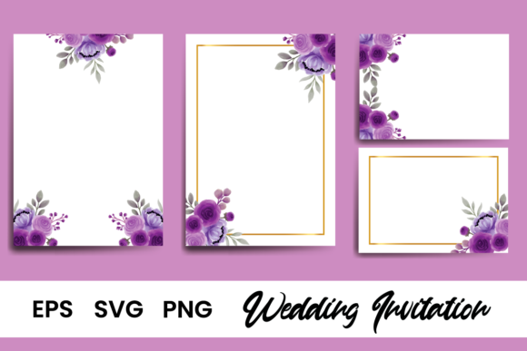 Floral Frame Wedding Invitation Graphics for Print Templates