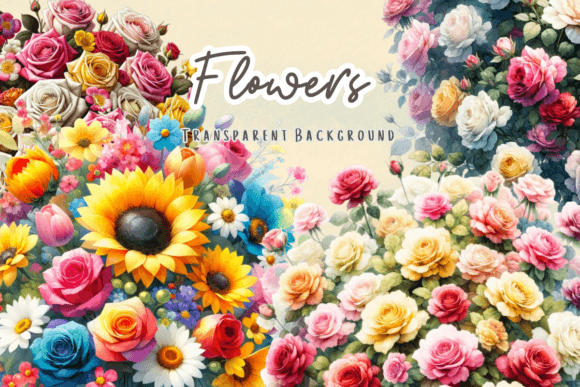 Flowers Blooming Watercolor Graphics for Editorial Design