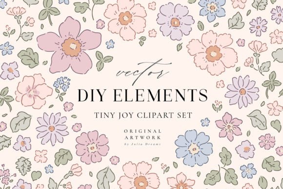 Flowers Pastel Clipart Tiny Joy Graphics