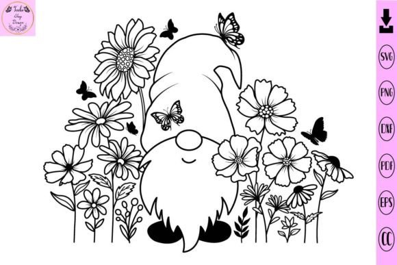 Gnome in Blooming Flower Svg for Graphics and Print Templates