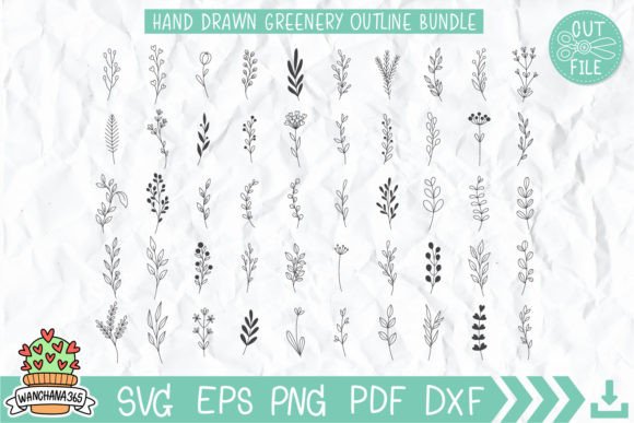 Greenery Outline Bundle Svg for Crafts and Graphics