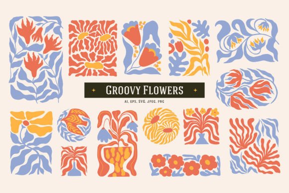 Groovy Flowers Graphics for Bold Editorial Design