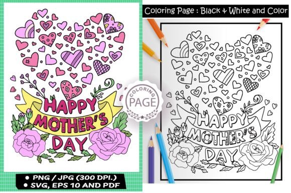 Happy Mother’s Day Coloring Page: A Graphic Design Asset for Content Publishers