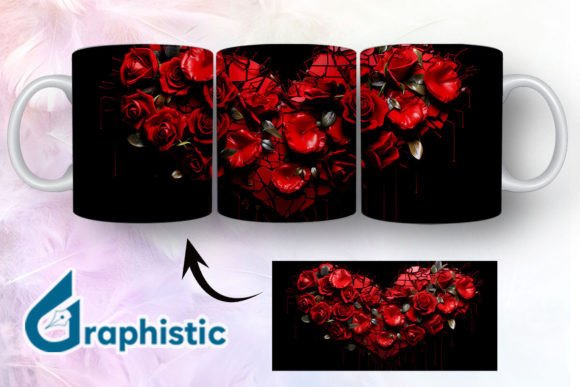 Heart Roses Valentine 3D Mug Wrap 05 - A Versatile Graphic Design Asset
