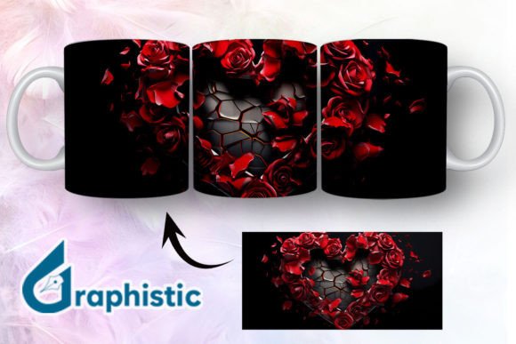 Heart Roses Valentine 3D Mug Wrap 07 - A Graphic Design Asset for Local Brands