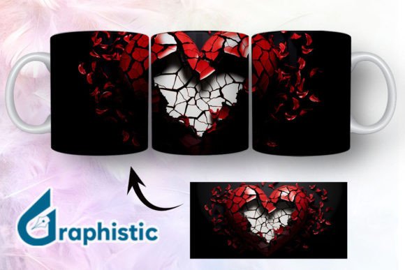 Heart Roses Valentine 3D Mug Wrap 09 - A Versatile Graphic Asset