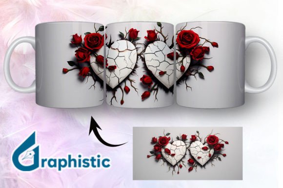 Heart Roses Valentine 3D Mug Wrap 11 Graphics