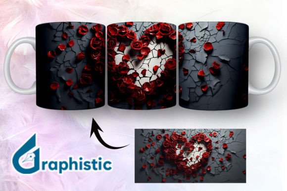 Heart Roses Valentine 3D Mug Wrap 12 – A Graphic Design Asset for Illustrations