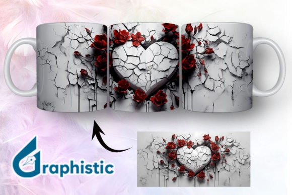 Heart Roses Valentine 3D Mug Wrap 14 Graphics