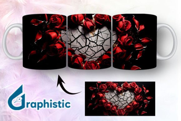 Heart Roses Valentine 3D Mug Wrap 15 - A Versatile Graphic Design Asset