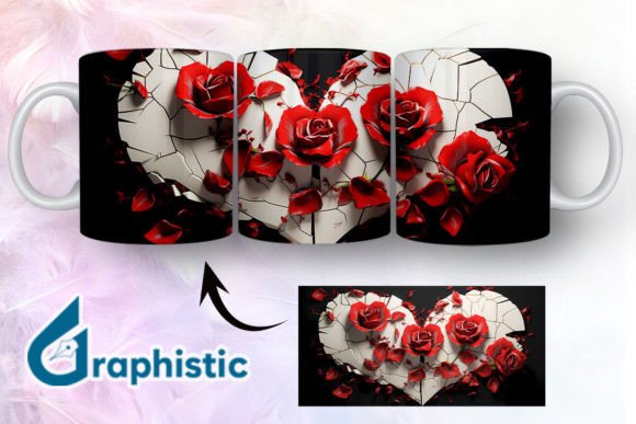 Heart Roses Valentine 3D Mug Wrap 16 - A Versatile Graphic Design Asset