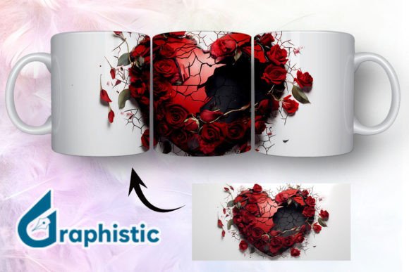 Heart Roses Valentine 3D Mug Wrap 18 – A Graphic Design Asset for Creative Sellers