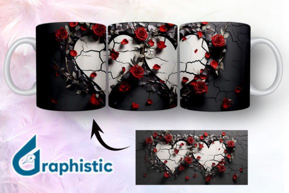 Heart Roses Valentine 3D Mug Wrap 20 - A Versatile Graphic Design Asset