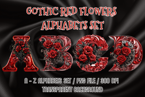 Metallic Red Flowers Graphics for Local Branding