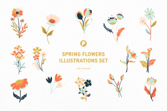 Soft Pastel Spring Flowers Graphics for Editorial and Web Use