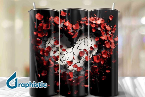Valentine Heart Roses Tumbler Wrap 21 Graphics
