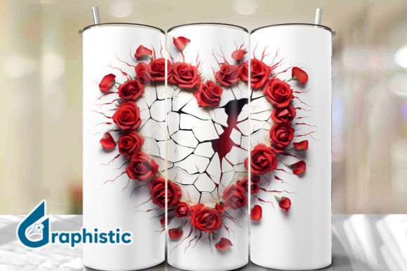 Valentine Heart Roses Tumbler Wrap 23 Graphics