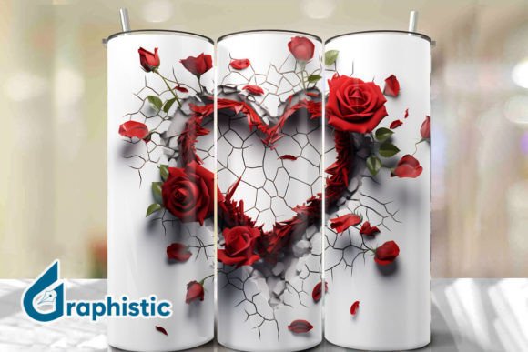 Valentine Heart Roses Tumbler Wrap 26 Graphics for Digital Sellers