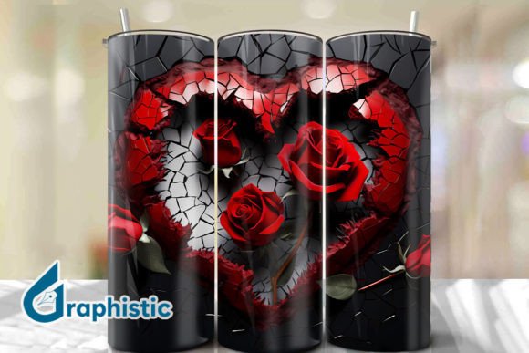 Valentine Heart Roses Tumbler Wrap 27 Graphics