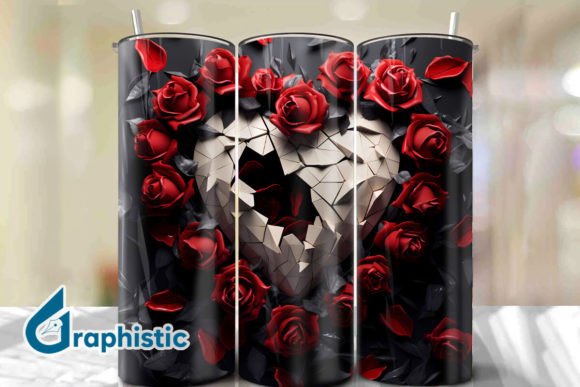 Valentine Heart Roses Tumbler Wrap 29 – A Versatile Graphic for Creative Projects