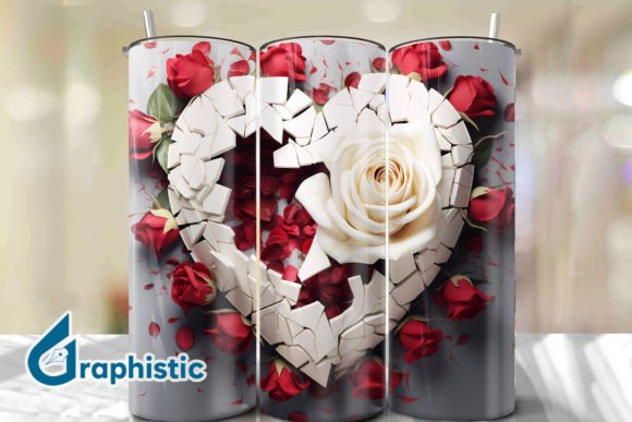 Valentine Heart Roses Tumbler Wrap 30 Graphics