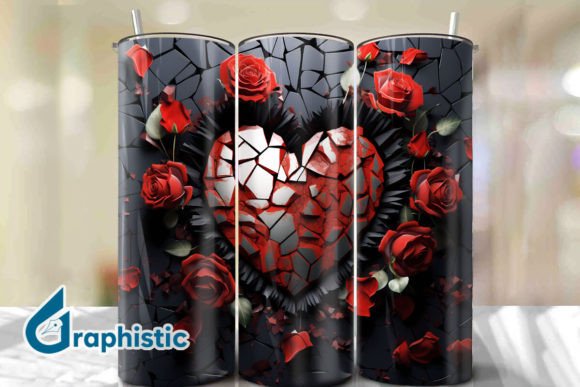 Valentine Heart Roses Tumbler Wrap 35 Graphics