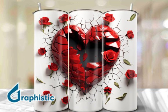 Valentine Heart Roses Tumbler Wrap 37 Graphics