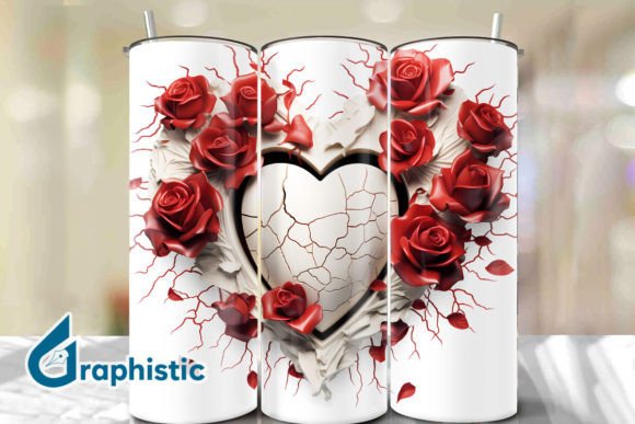 Valentine Heart Roses Tumbler Wrap 38: A Graphic Design Asset for Love and Branding