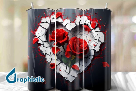Valentine Heart Roses Tumbler Wrap 39 Graphics