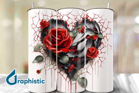 Valentine Heart Roses Tumbler Wrap 40 Graphics