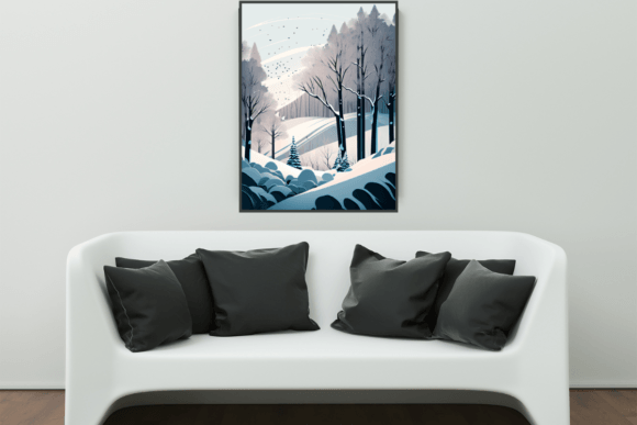 Wall Art, Winter Landscape Graphics for Print Templates