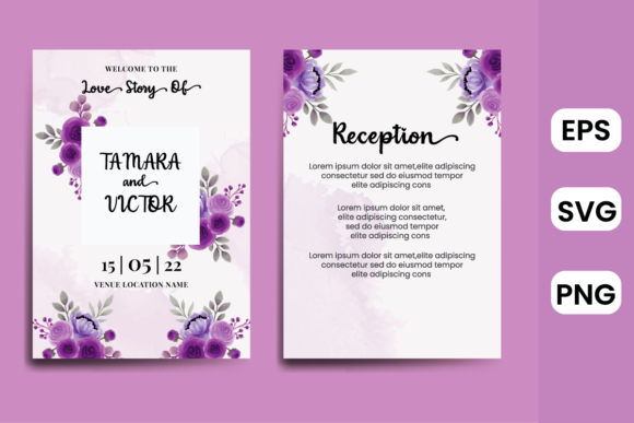 Wedding Invitation Flower Watercolor Graphics for Print Templates