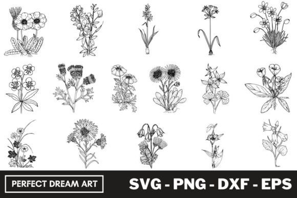 Wild Flowers Silhouette Graphics for Creative Projects