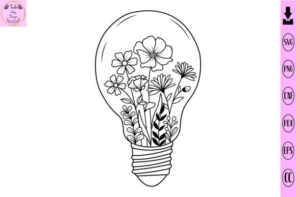 Wildflower Lightbulb Svg: A Graphic Design Asset for Print Templates