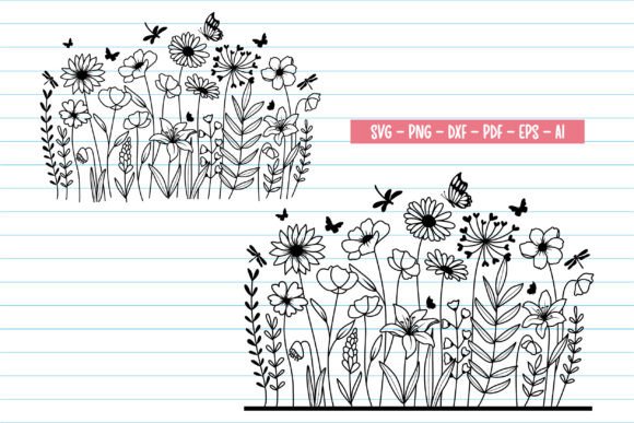 Wildflower Svg Flowers and Butterfly Svg Graphics